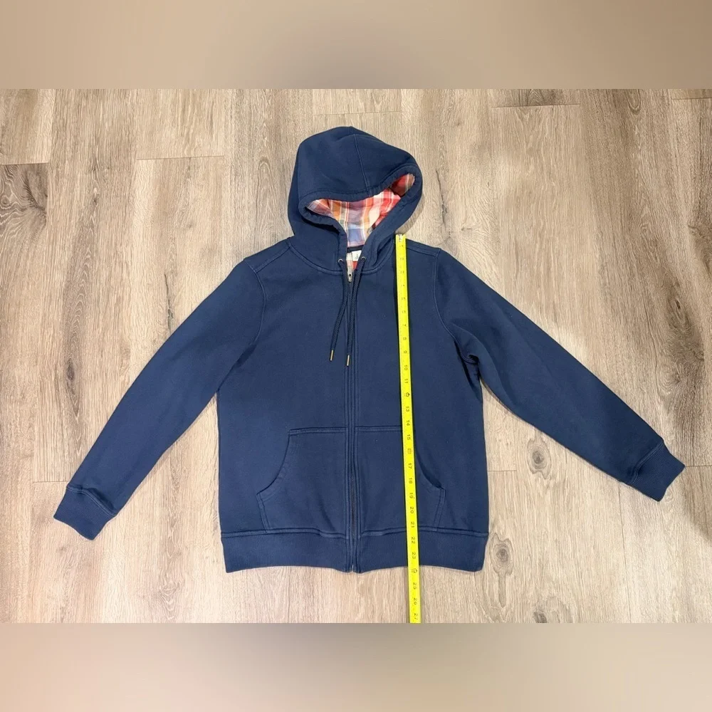 L.L. Bean Dark Blue Hoodie with Plaid Lining